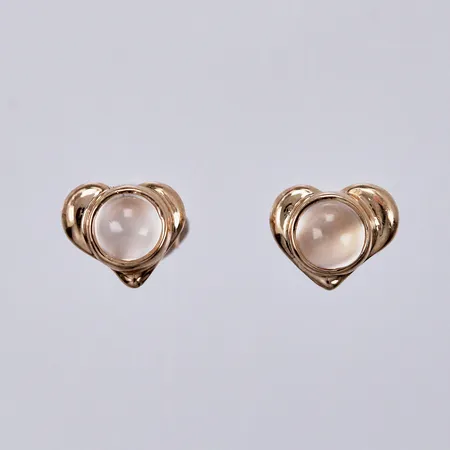 Ett par örhängen hjärtan med stenar, Ø ca 7mm, 14K  Vikt: 1,1 g