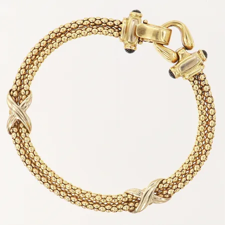 Armband med svarta stenar, längd 19cm, bredd 5-7mm, 14K  Vikt: 14,1 g