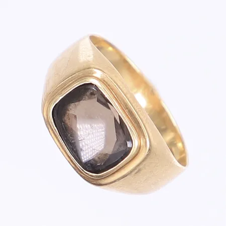 Klackring med sten stl 19, bredd 4-11mm, missformad skena, 18K Bruttovikt: 4,4g Vikt: 4,4 g