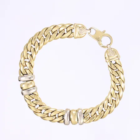 Armband pansarlänk 20cm bredd 11mm tvåfärgad 18K  Vikt: 30,4 g