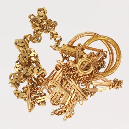 Diverse guldsmycken, udda, defekta, 18K  Vikt: 7,7 g