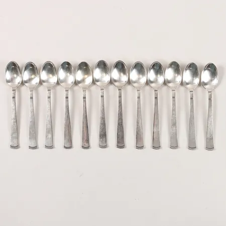 Tolv kaffeskedar, Rosenholm, GAB, längd ca 12cm, slitage, 830/1000 silver. Vikt: 195,4 g