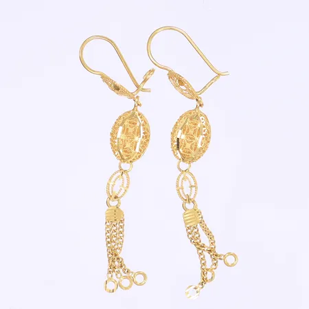 Ett par örhängen längd 60mm bredd 8mm 21K Vikt: 4,2 g