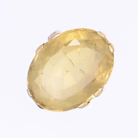 Ring med rosenslipade vita stenar samt facetterad stor gul sten troligen citrin stl 17¾ bredd 3-24mm bucket slitna facetter på gul sten ostämplad 18K Bruttovikt: 13,0g Vikt: 13 g