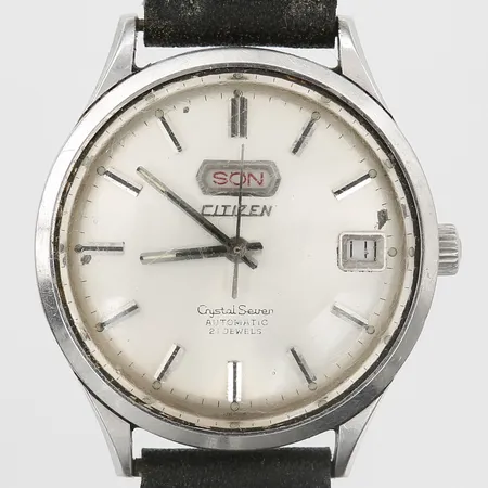 Herrur Citizen Crystal Seven, stål, automatisk, 7080310, Ø37mm, skinnarmband 23cm, lås i gulmetall, slitage, repor.