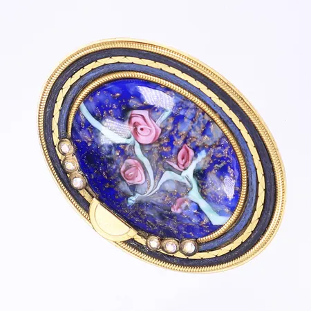 Brosch blommönster 60x40mm west germany gulmetall