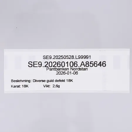 Diverse guld defekt 18K  Vikt: 2,6 g