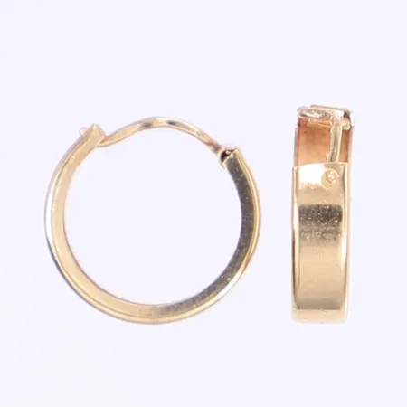 Ett par örhängen creoler Ø13mm bredd 3mm något buckliga 18K Vikt: 1,2 g