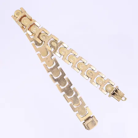 Armband 19cm, bredd 11mm, ihålig, sliten, 18K Vikt: 18 g