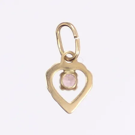 Hänge hjärta med lila sten, längd inkl ögla 15mm, bredd 6mm, 9K Vikt: 0,2 g