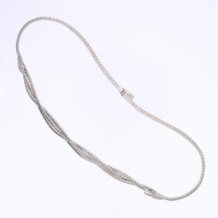 Halscollier längd 39cm bredd 3-8mm kistlås silver 835/1000 Vikt: 17,1 g