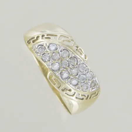 Ring med stenar, Ø 19½ mm, bredd 9 mm, 14K Vikt: 2,5 g