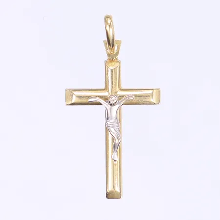 Hänge krucifix tvåfärgat 34x16mm ihåligt italienska stämplar 18K Vikt: 2,3 g