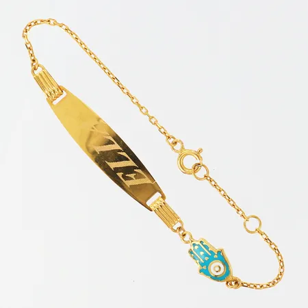 Armband Ankar, längd 13,5-15cm, bredd 1-7mm, personlig gravyr samt emaljdetalj, 21K Vikt: 2,5 g