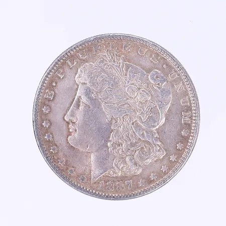 Mynt One Morgan Dollar Ø38mm USA 1887 bruksslitage, silver 900/1000 Vikt: 26,6 g