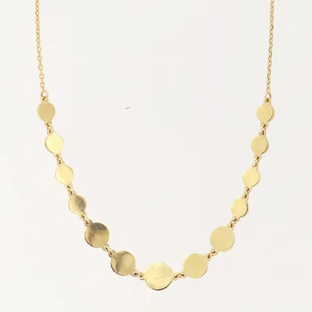 Collier med integrerat berlocker, längd: 42cm, bredd: 0,7-6mm, 14K  Vikt: 2,9 g