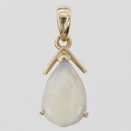 Hänge med droppformad opal, höjd 20mm, bredd 8mm, 14K guld Vikt: 1,2 g