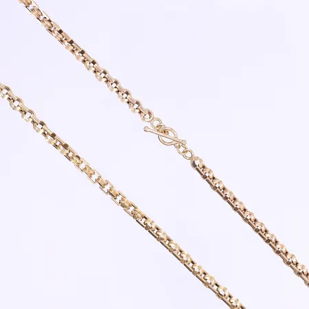 Halskedja 48cm, bredd 4mm, ostämplad, 14K Vikt: 16,5 g
