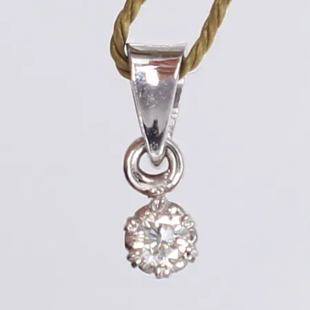 Hänge med diamant 1x ca 0,10ct, höjd 12mm, plomberad, vitguld 18K Vikt: 0,8 g