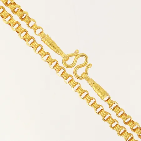 Kedja, längd 71cm, bredd 4mm, thaiguld, 2 baht, 23K Vikt: 30,4 g