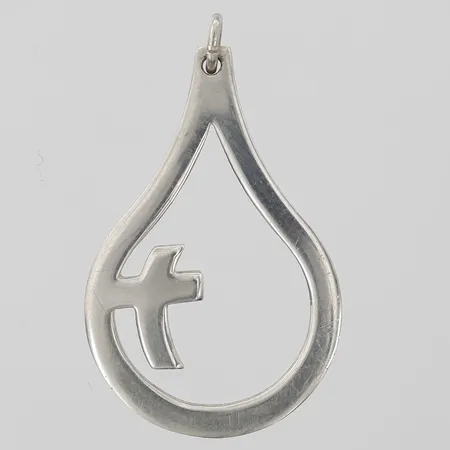 Hänge Dopdroppen, höjd 35mm, bredd 21mm, tillverkad av Sporrong, silver 925/1000 Vikt: 3 g