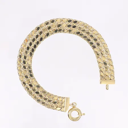 Armband längd 18cm bredd 10mm 14K Vikt: 8,6 g