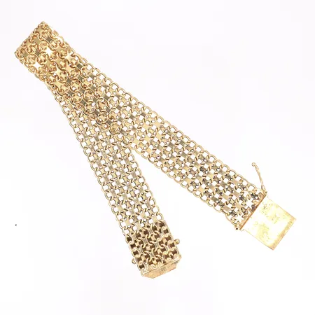 Armband X-länk 19,5cm bredd 15mmsvenska stämplar något bucklig saknar en låsåtta 18K Vikt: 29,4 g