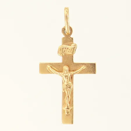 Hänge Kors, längd: 25mm, bredd: 2,7-13,3mm, 18K  Vikt: 1 g