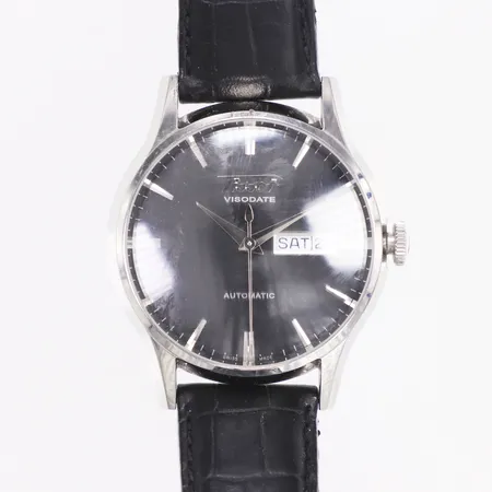 Herrur Tissot Visodate T019.430 B, 13BC0782880,, automatisk, svart urtavla, ca Ø38mm, glasbaksida, dag, datum, safirglas, svart läderband med viklås