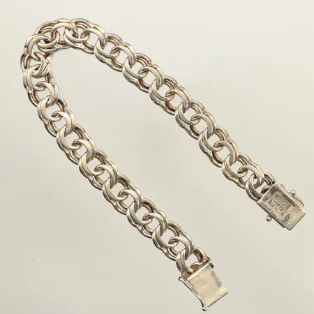 Armband Bismarck, längd 19cm, bredd 9,5mm, GHA, en säkerhetsåtta saknas, 925/1000 silver  Vikt: 22,9 g