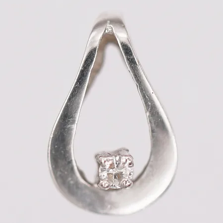 Hänge med diamant 1 x ca 0,03ct, höjd: 12,5mm, bredd: 8mm, 18K vitguld. Vikt: 0,9 g