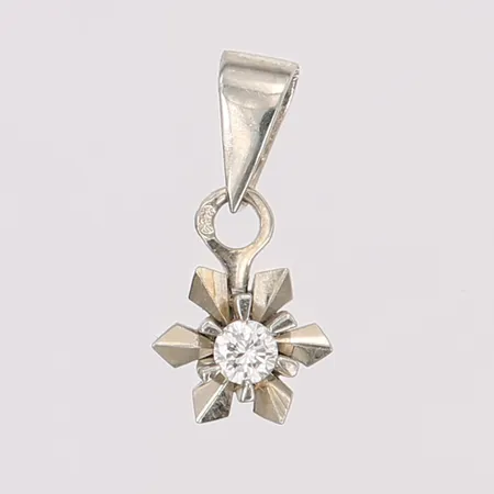 Hänge med diamant 1 x ca 0,05ct, höjd: 15mm, bredd: 7,5mm, 18K vitguld. Vikt: 1 g