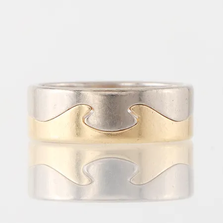 Ring Georg Jensen modell Fusion 2-delad, Vitguld/Roséguld, gravyr, storlek ca 21.5 mm, storlek 66 enligt stämpel, stämplad NK (Nordiska Kompaniet), 18k. Vikt: 15,1 g