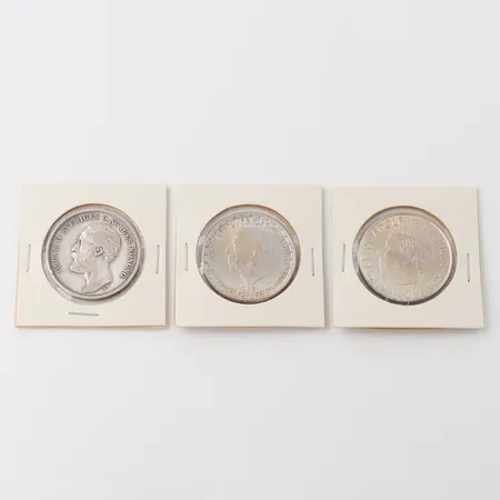 Mynt 2 krona 1876, 2 krona 1950, 2 krona 1955. Vikt: 0 g