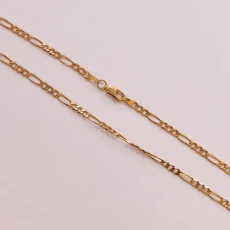 Kedja Figaro, 50cm, bredd:3mm, 18K 9,6g.