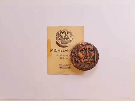 3 Medaljer "Michelangelo", Kauko Räsänen, år 1977, Ø59mm, #189, brons, äkthetsintyg. Vikt: 0 g