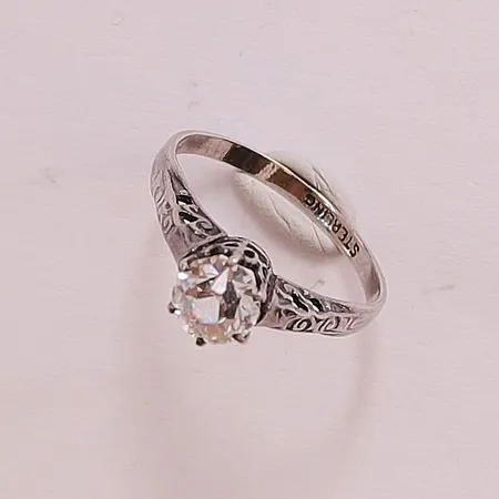 Ring, Ø17¼, vit sten, 925/1000 Silver 1,9g.