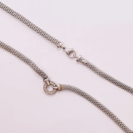Collier, ca 46cm, vita stenar, 925/1000 Silver 10,6g.