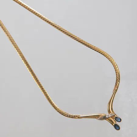 Collier, manglad Pansar, längd: 40,5cm, bredd: 3,4-10mm, två safirer ca.6x4mm, diamant 1 x ca.0,03ct, detalj i vitguld, Balestra, 18K Vikt: 20,3 g