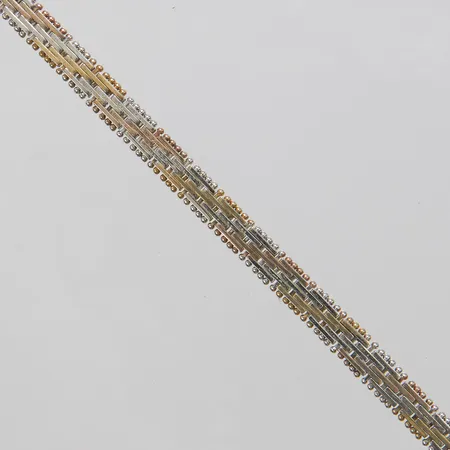 Silvercollier, tricolore, längd:41,5cm, bredd:5,5mm, delvis förgyllt, italiensk stämpel, 925/1000. Vikt: 25,6 g