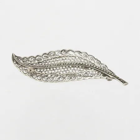 Brosch med markasiter, 65mm, bredd: 20mm, silver 800/1000 Vikt: 5 g