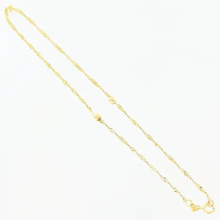 Vristlänk, 23cm, bredd 1-3mm, 14K Vikt: 0,9 g