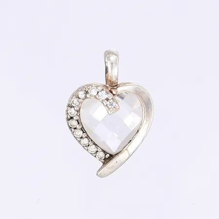 Hänge hjärta med vita stenar, 24x16mm, silver 925/1000 Vikt: 4,4 g