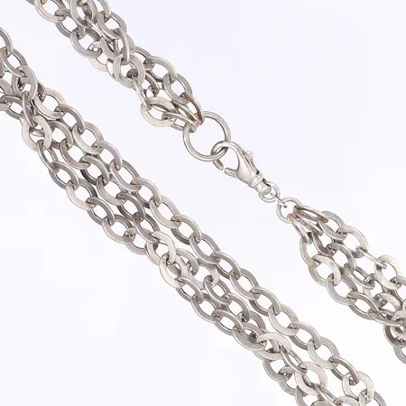 Halscollier, treradigt, 42,5cm, bredd 6mm, silver 925/1000 Vikt: 46,7 g