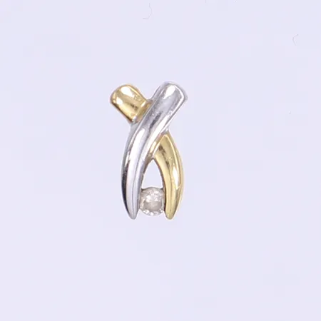 Hänge med diamant 1x ca 0,03ct, 10x5mm, vitguld/rödguld 18K Vikt: 1 g