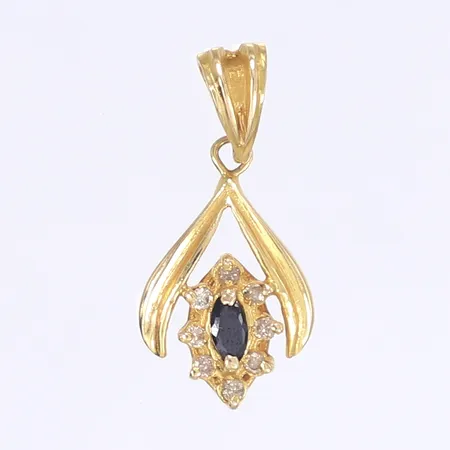 Hänge med diamanter totalt ca 0,16ctv samt svart sten, 31x14mm, 18K Vikt: 3,7 g