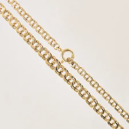 Collier doserad Bismarck, längd 44cm, bredd 4-6mm, något buckligt lås, 18K.  Vikt: 15,2 g