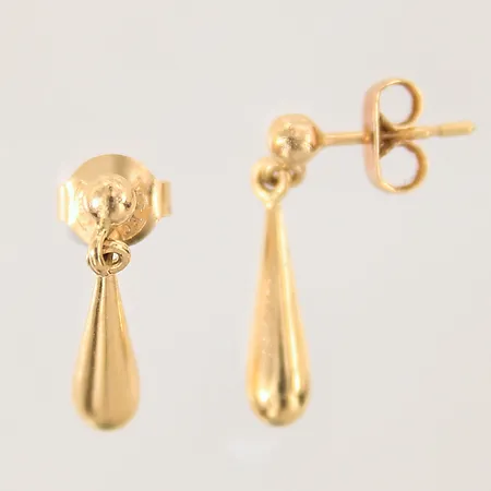 Ett par örhängen, droppar, 18x4mm, olika stoppers, 18K Vikt: 1,3 g