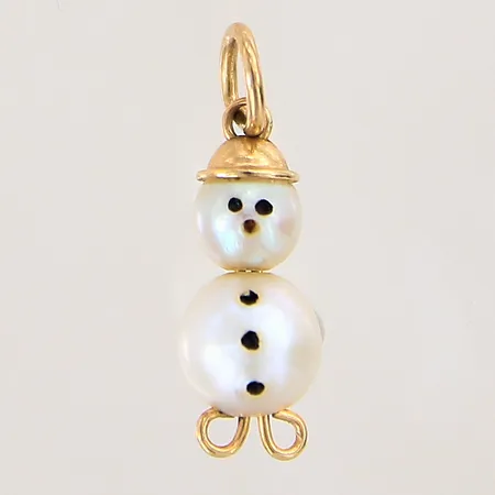 Hänge med odlade pärlor, snögubbe, 18x6mm, 18K  Vikt: 0,7 g