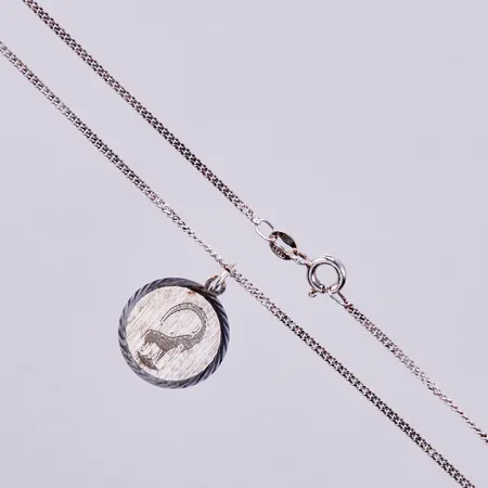 Kedja Pansar, längd ca 35cm, bredd ca 1mm, hänge Ø 16m, silver Vikt: 3,4 g